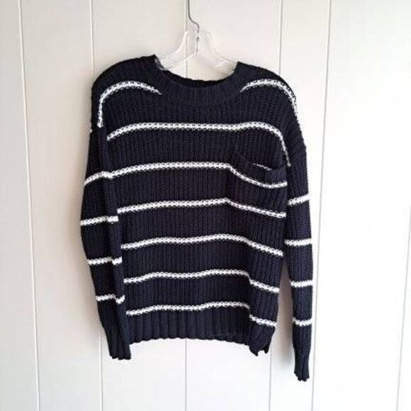 American Eagle Outfitters Sweaters - American Eagle Women's Rib-Knit Stripes Long Sleeves Sweater Black White Size XS